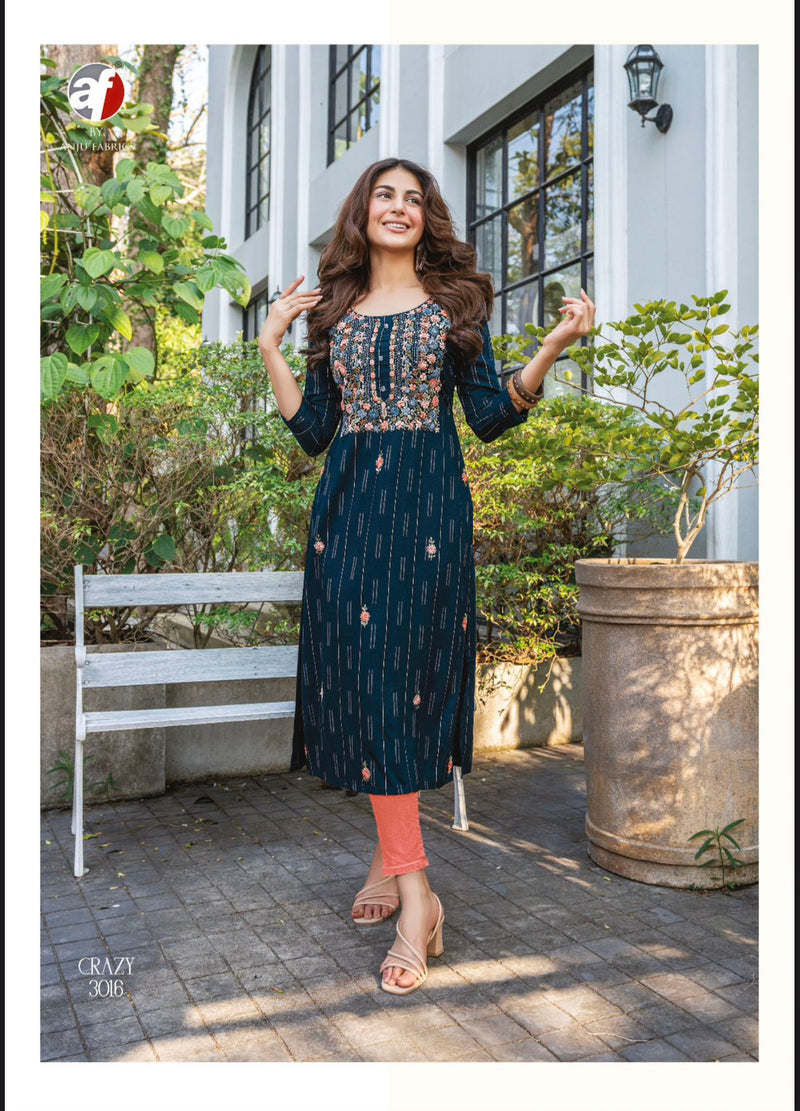 Anju Fabrics Crazy Vol 5 Heavy Viscose Rayon Knot Work Fancy Designer Kurti