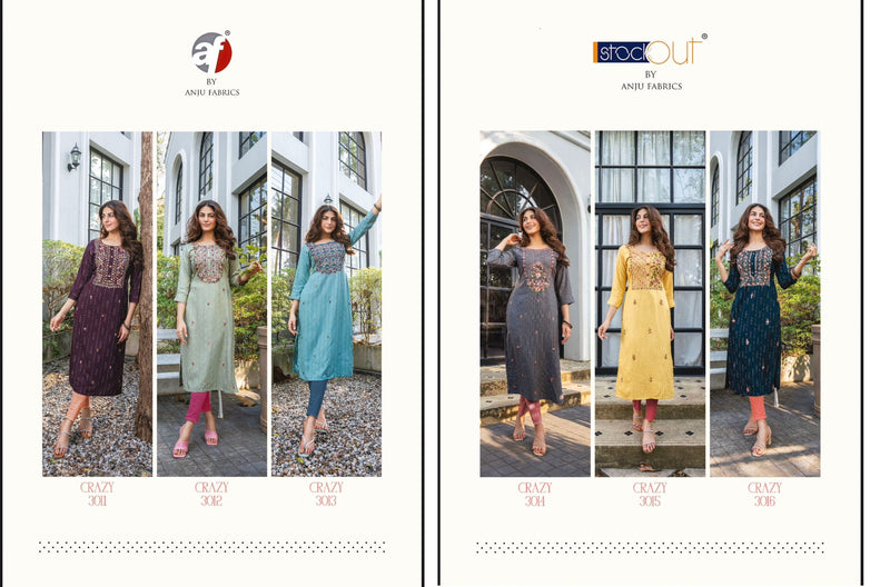 Anju Fabrics Crazy Vol 5 Heavy Viscose Rayon Knot Work Fancy Designer Kurti