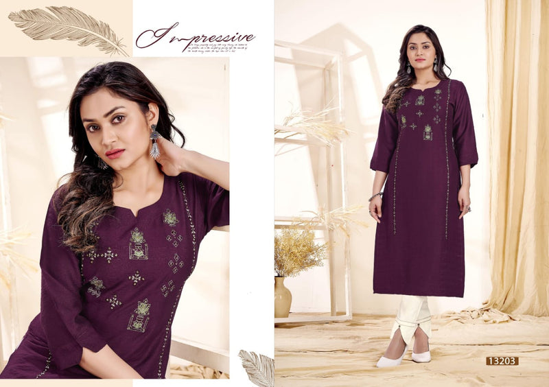 Kalaroop Kajree Fashion Creamy Fancy Rayon Party Wear Embroidered Kurtis