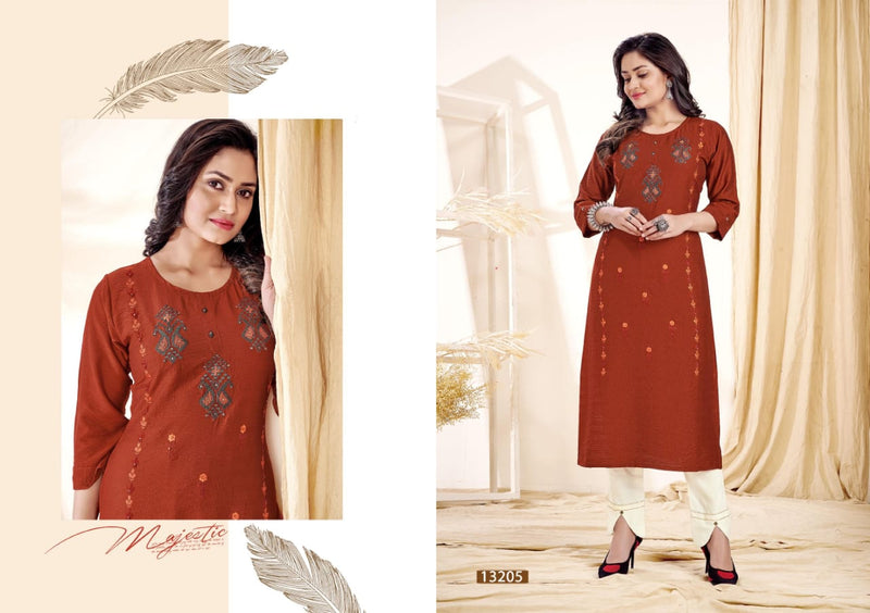 Kalaroop Kajree Fashion Creamy Fancy Rayon Party Wear Embroidered Kurtis