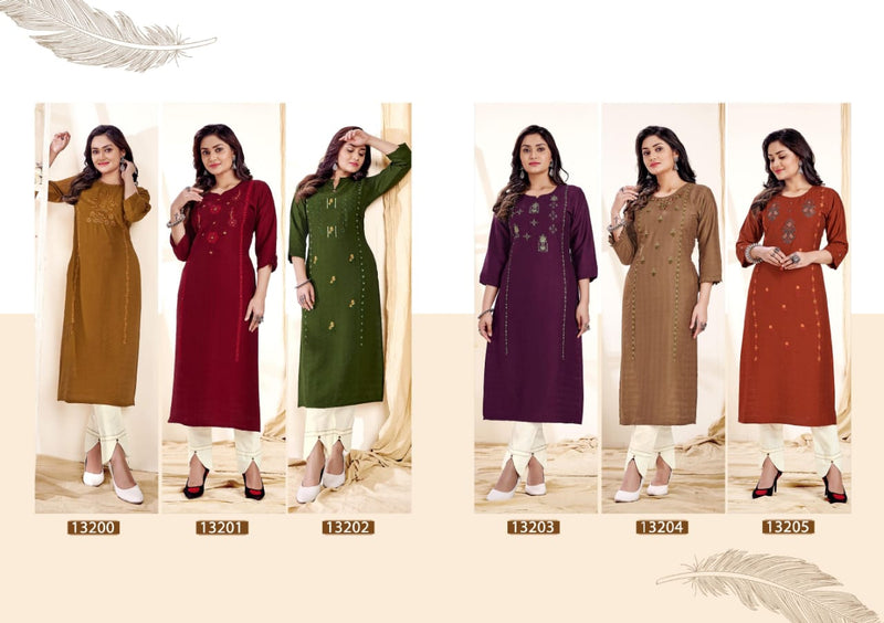 Kalaroop Kajree Fashion Creamy Fancy Rayon Party Wear Embroidered Kurtis