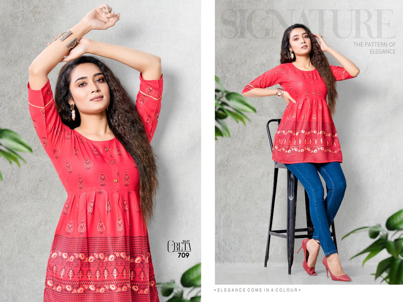 MF Creta Vol 7 Rayon Stylish Designer Casual Wear Short Tops