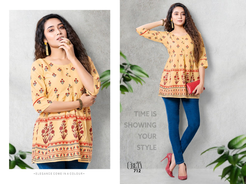 MF Creta Vol 7 Rayon Stylish Designer Casual Wear Short Tops