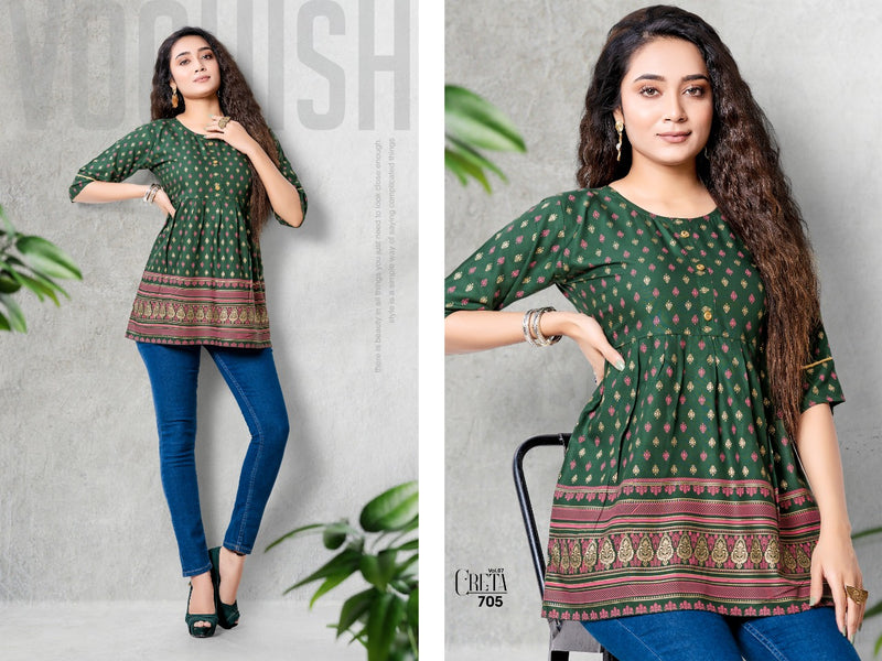 MF Creta Vol 7 Rayon Stylish Designer Casual Wear Short Tops