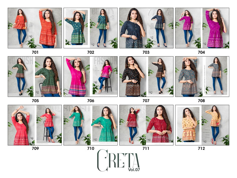 MF Creta Vol 7 Rayon Stylish Designer Casual Wear Short Tops