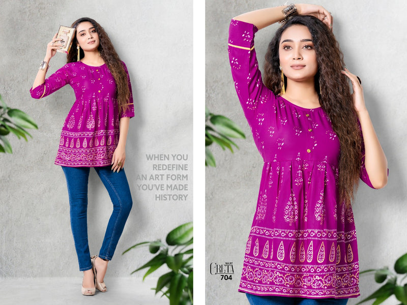 MF Creta Vol 7 Rayon Stylish Designer Casual Wear Short Tops