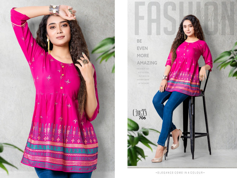 MF Creta Vol 7 Rayon Stylish Designer Casual Wear Short Tops