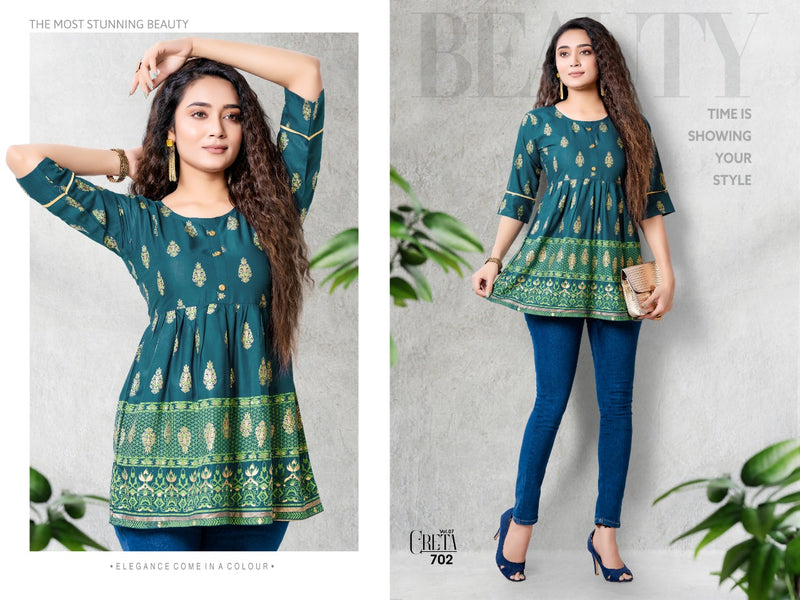 MF Creta Vol 7 Rayon Stylish Designer Casual Wear Short Tops