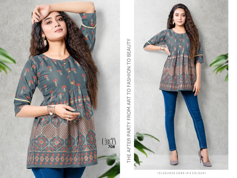 MF Creta Vol 7 Rayon Stylish Designer Casual Wear Short Tops