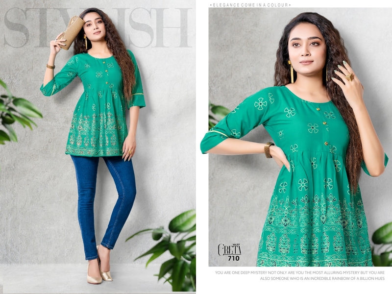 MF Creta Vol 7 Rayon Stylish Designer Casual Wear Short Tops