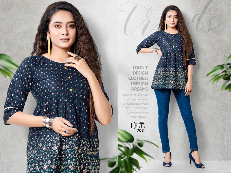MF Creta Vol 7 Rayon Stylish Designer Casual Wear Short Tops