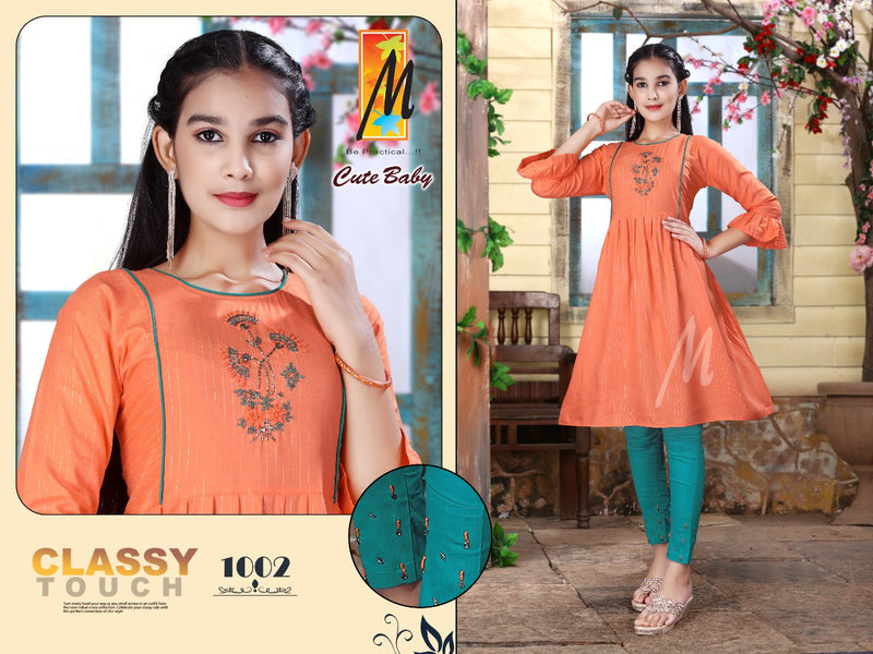 Master Cute Baby Heavy Lurex Fancy Party Wear Kurtis With Pants