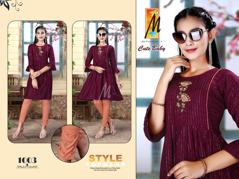 Master Cute Baby Heavy Lurex Fancy Party Wear Kurtis With Pants