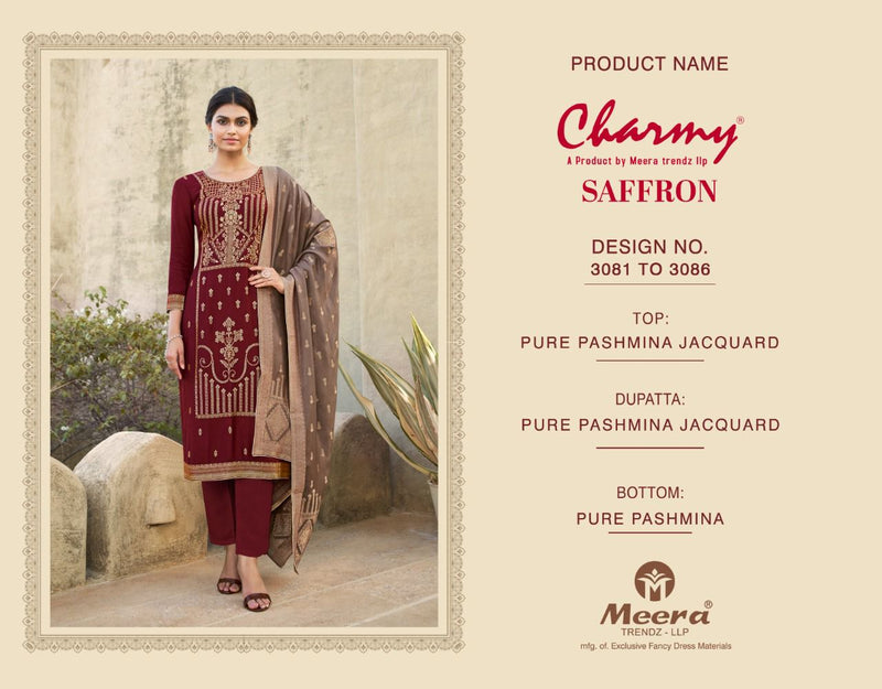 Charmy Fashion Saffron PAshmina Jacquard Salwar Suit