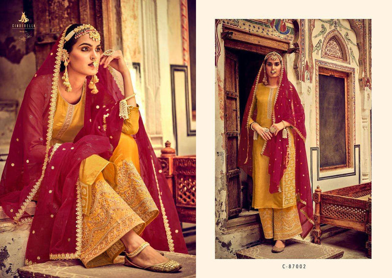 Cindrella Zarbab Pure Silk Jacquard With Fancy Embroidery Work Salwar Suit