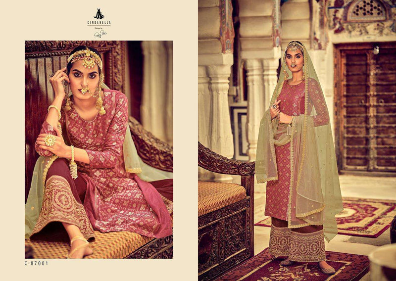 Cindrella Zarbab Pure Silk Jacquard With Fancy Embroidery Work Salwar Suit