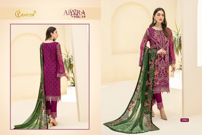 Cosmos Aayra Vol 19 Fox Georgette Heavy Embroidered Work Salwar Kameez