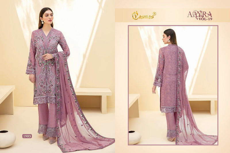 Cosmos Aayra Vol 19 Fox Georgette Heavy Embroidered Work Salwar Kameez
