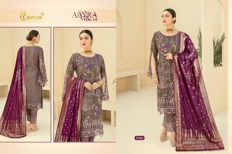 Cosmos Aayra Vol 19 Fox Georgette Heavy Embroidered Work Salwar Kameez