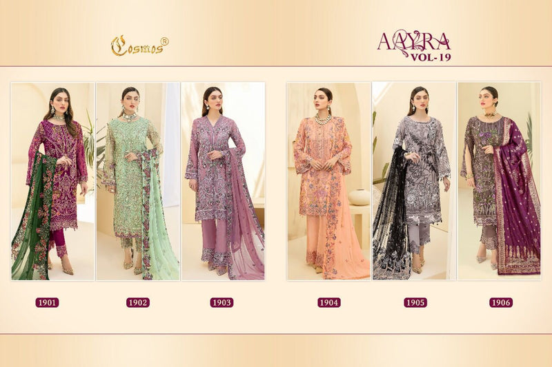 Cosmos Aayra Vol 19 Fox Georgette Heavy Embroidered Work Salwar Kameez