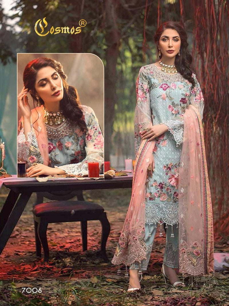 Cosmos Fashion Dno 7006 Fox Georgette Heavy Embroidered Handwork Salwar Kameez