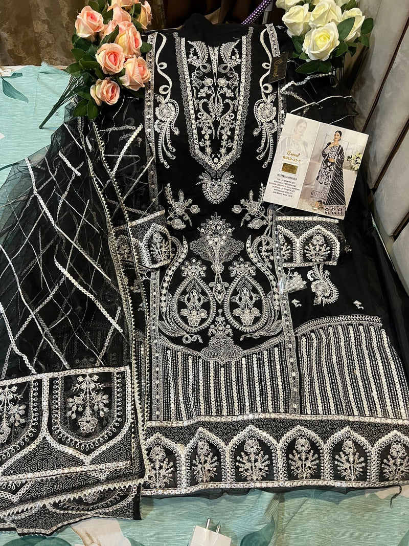 Cosmos Gold 15 C Net Heavy Embroidery Work Stylish Pakistani Wear Suit
