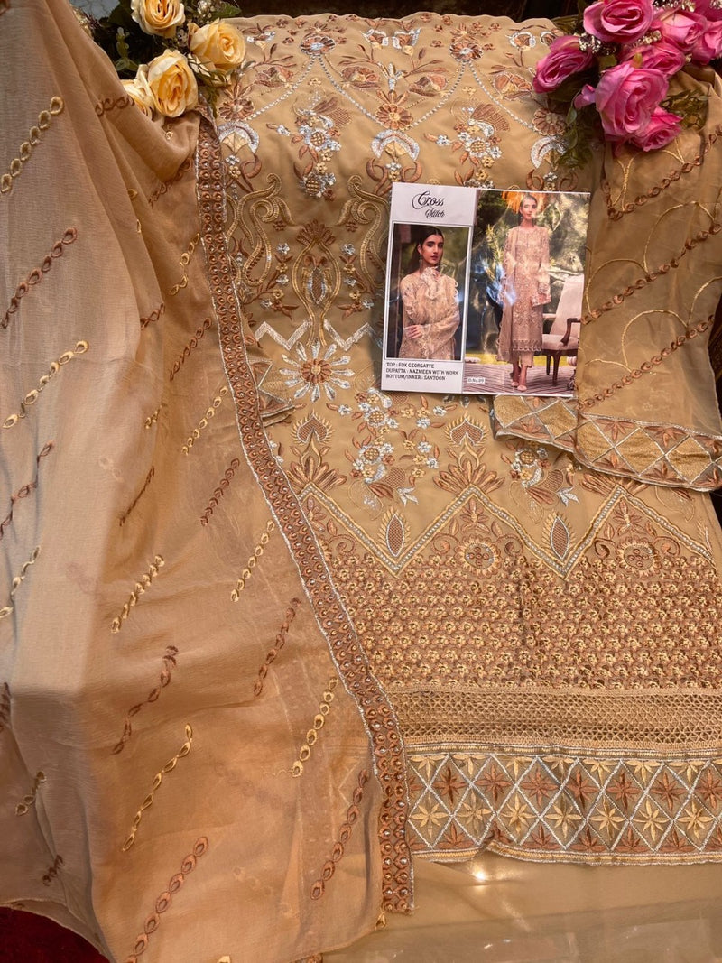 Cross Stitch D No 09 Faux Georgette Heavy Embroidery Work Pakistani Salwar Kameez
