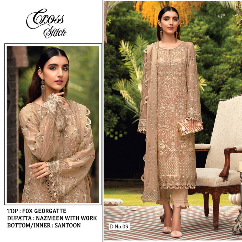 Cross Stitch D No 09 Faux Georgette Heavy Embroidery Work Pakistani Salwar Kameez