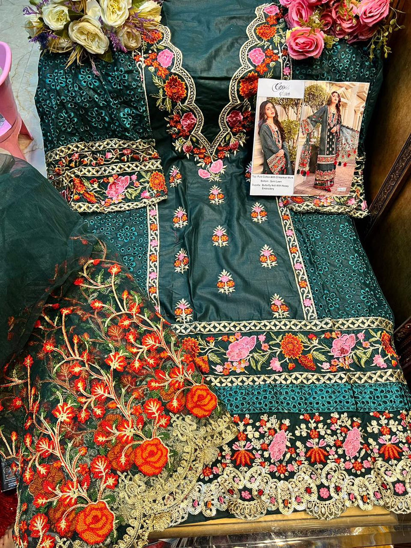 Cross Stitch Dno 11 Pure Cotton Chikankari Work Pakistani Salwar Suit