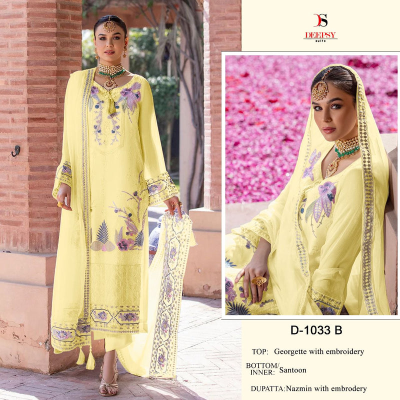 Deepsy Suit D 1033 Georgette With Fancy Heavy Embroidery Work Stylish Designer Pakistani Party Wear Salwar Kameez