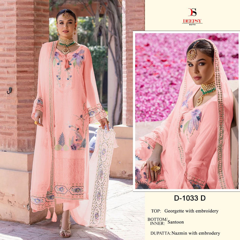 Deepsy Suit D 1033 Georgette With Fancy Heavy Embroidery Work Stylish Designer Pakistani Party Wear Salwar Kameez
