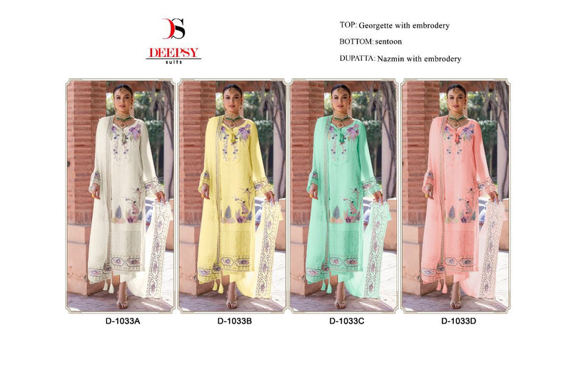 Deepsy Suit D 1033 Georgette With Fancy Heavy Embroidery Work Stylish Designer Pakistani Party Wear Salwar Kameez