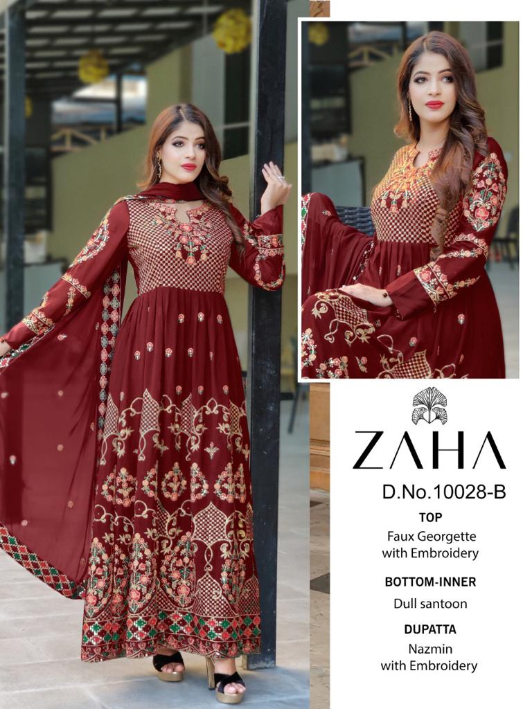 Zaha D No 10028 Embroidered Pakistani Style Party Wear Salwar Suits