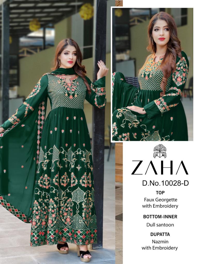 Zaha D No 10028 Embroidered Pakistani Style Party Wear Salwar Suits