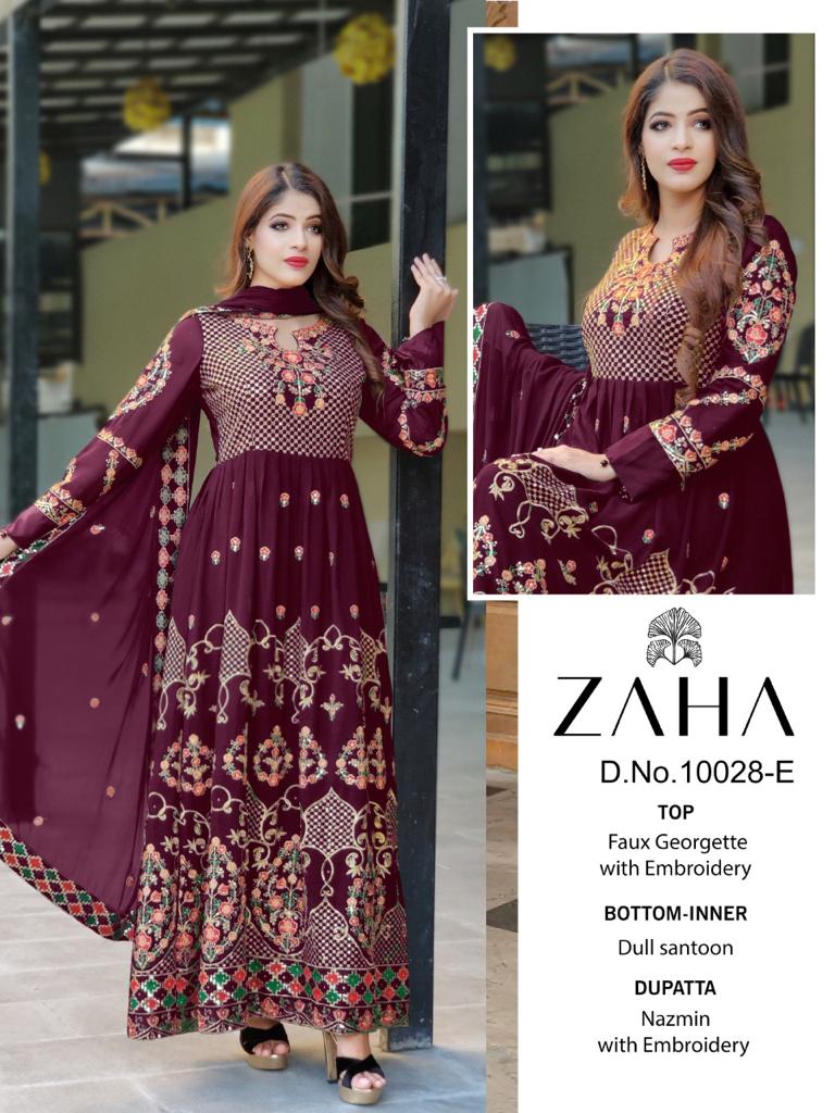 Zaha D No 10028 Embroidered Pakistani Style Party Wear Salwar Suits