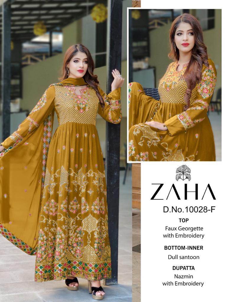 Zaha D No 10028 Embroidered Pakistani Style Party Wear Salwar Suits