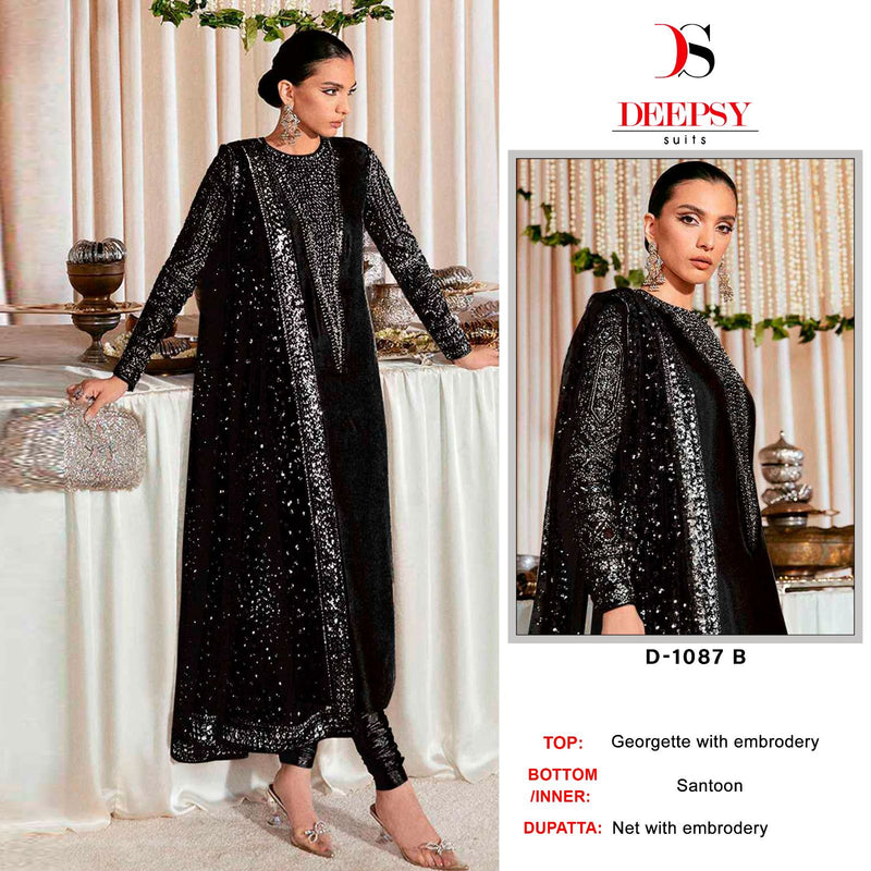 Deepsy Suits Presents D No 1087 Georgette Embroidery Work Designer Pakistani Salwar Kameez