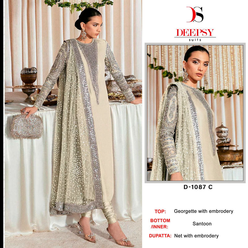 Deepsy Suits Presents D No 1087 Georgette Embroidery Work Designer Pakistani Salwar Kameez