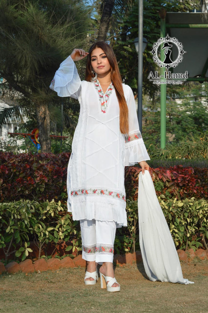 Al Hamd Creation D No 1103 Fox Georgette Ready Made Pakistani Style Festive Wear Salwar Suits