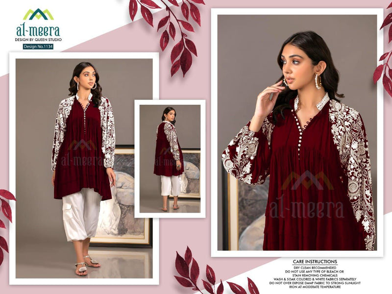 Al Meera D No 1134 Rayon Party Wear Fancy Modern Look Top Style Kurtis With Bottom
