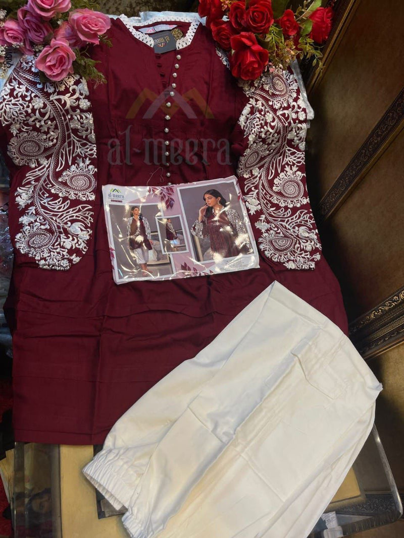 Al Meera D No 1134 Rayon Party Wear Fancy Modern Look Top Style Kurtis With Bottom
