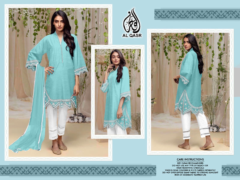 AL Qasar D No 1201 Georgette Embroidered Designer Party Wear Kurtis With Pant Style  Bottom  & Dupatta