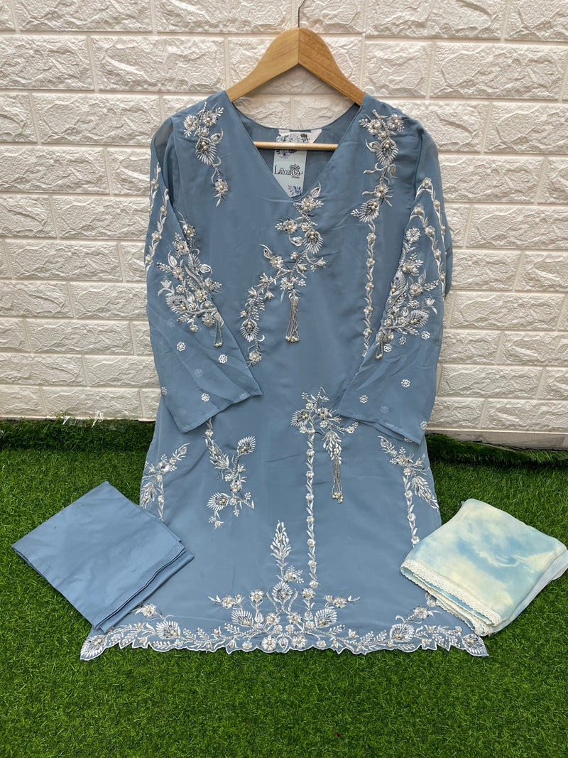 Laxuria Trendz Dno 1227 Georgette With Hevy Beautiful Work stylish Designer Party Wear Fancy Kurti