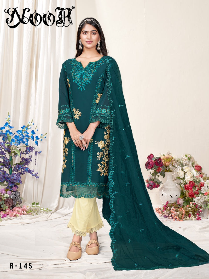 Noor Dno 145 Georgette With Heavy Embroidery Work Stylish Designer Pakistani Fancy Kurti