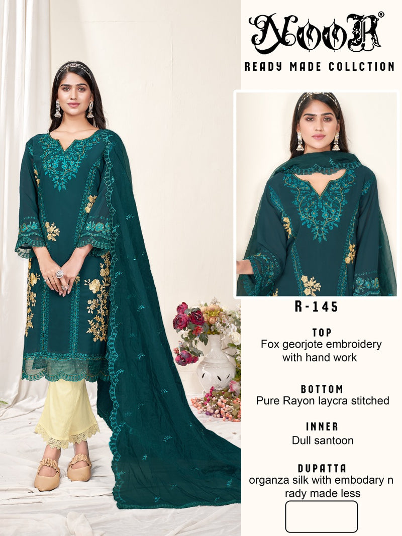Noor Dno 145 Georgette With Heavy Embroidery Work Stylish Designer Pakistani Fancy Kurti