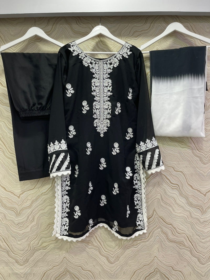 Hk D no 1495 Georgette With Fancy Embroidery work Stylish Designer Casual Look Kurti