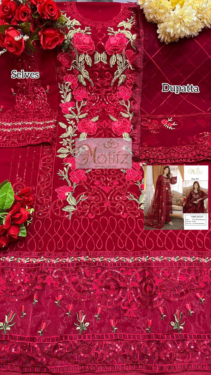Motifz Dno 153 Georgette With Fancy Heavy Embroidery Work Stylish Designer Party Wear Pakistani Salwar Kameez