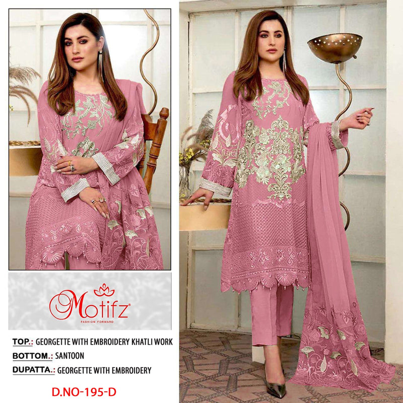Motifz Dno 195 D Georgette With Heavy Beautiful Embroidery Work Stylish Designer Pakistani Salwar Kameez