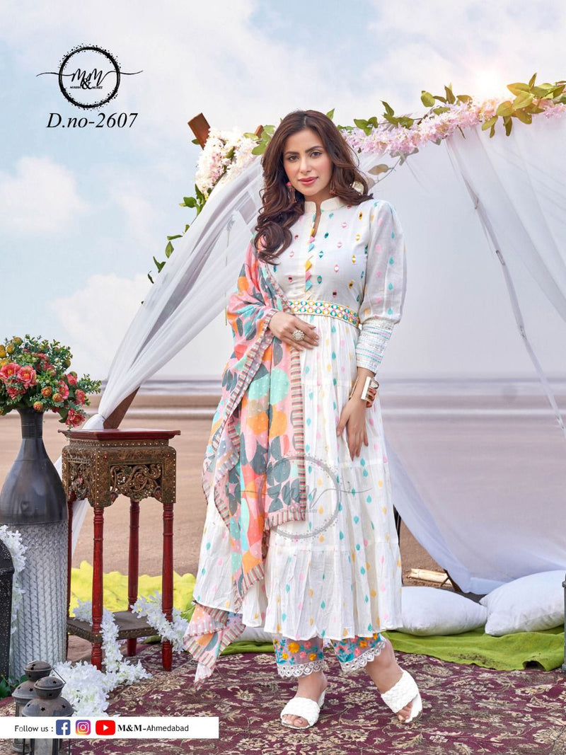 M And M D No 2607 Fancy Fabrics Designer Party Wear Kurtis