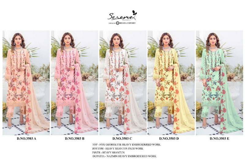 Serene D No 3503 Fox Georgette Fox Georgette Embroidered Pakistani Style Festive Wear Salwar Suits